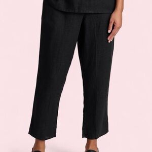 Flax Black Pocketed Ankle Pant - 100% Linen Pants